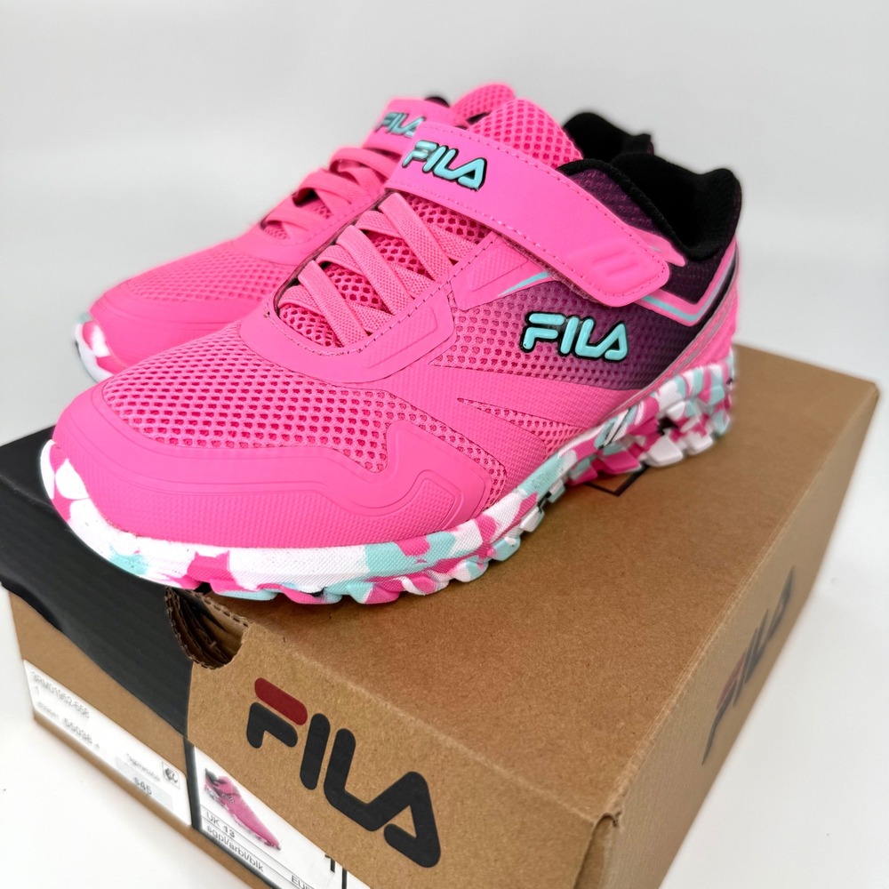 FILA Galaxia 4 Strap M Kids Size 1 Pink Aruba Blue Black Excellent Sneakers